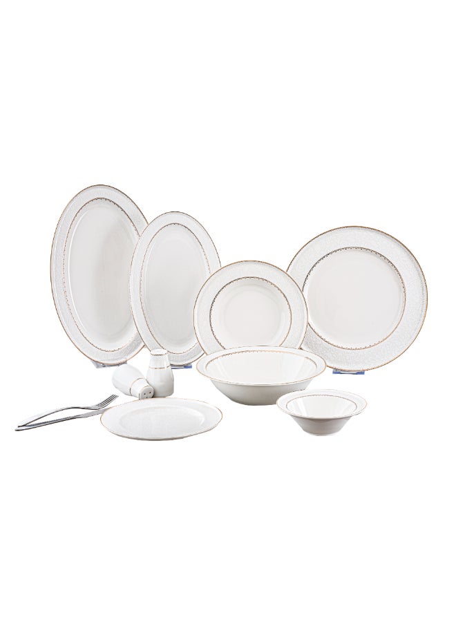 طقم عشاء بتصميم عصري عالي الجودة 30 قطعة أبيض وذهبي 27.5 x 30 x 35.5 سم 13754